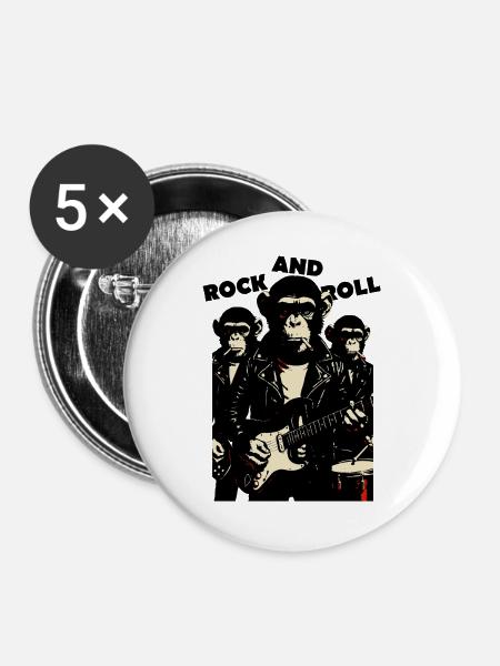 Rock'n'Roll-Affenband - Buttons groß 56 mm (5er Pack) - Weiß