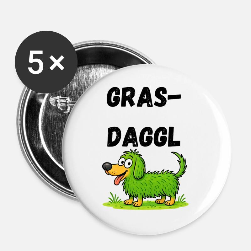Grasdaggl Swabian - Buttons large 2.2''/56 mm (5-pack) - white