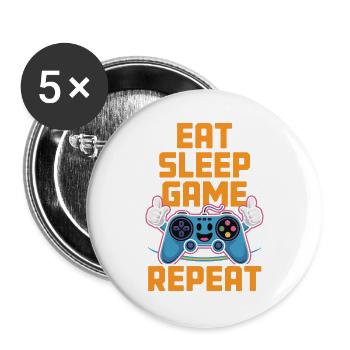 Jeu Manger et Dormer : Répéter - Lot de 5 grands badges (56 mm) - blanc - Devant