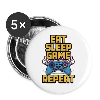 Jeu Manger et Dormer : Répéter - Lot de 5 grands badges (56 mm) - blanc - Devant