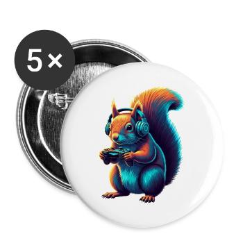 Squirrel Gaming Animal Video Games Funny - Buttons large 2.2''/56 mm (5-pack) - white - Front