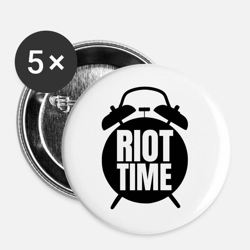 Riot Time Large Print Riot - Buttons large 2.2''/56 mm (5-pack) - white