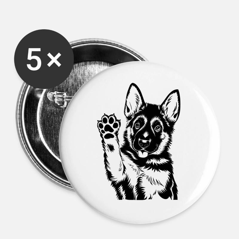 Schäferhund - Buttons groß 56 mm (5er Pack) - Weiß