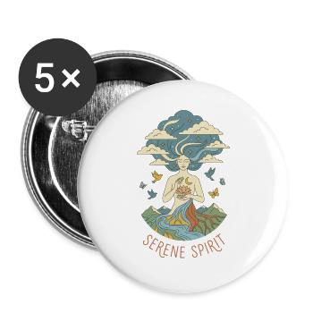 Serene Spirit - Mystical Nature Yoga - Buttons large 2.2''/56 mm (5-pack) - white - Front