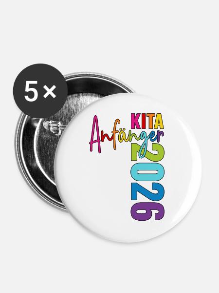 Kita Anfänger 2026 - Buttons groß 56 mm (5er Pack) - Weiß