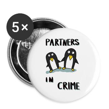partners in crime - Buttons groß 56 mm (5er Pack) - Weiß - Vorne