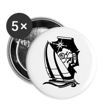 Sailing Yacht Sailing Ship with Compass Nautical Chart Sailing - Buttons large 2.2''/56 mm (5-pack) - white - Front