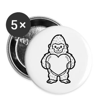 Gorilla mit Herz – stark & liebevoll zugleich - Buttons groß 56 mm (5er Pack) - Weiß - Vorne