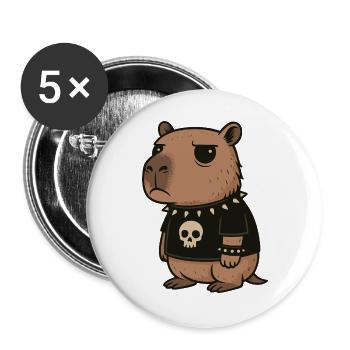 Goth Capybara Funny Emo Punk Rodents - Buttons large 2.2''/56 mm (5-pack) - white - Front