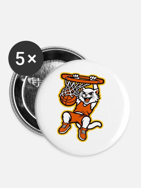 Angry Cat Basketball-Dunk-Maskottchen-Design - Buttons groß 56 mm (5er Pack) - Weiß