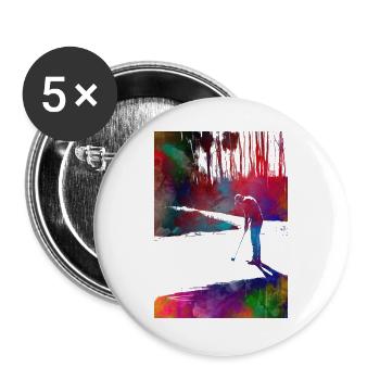 Golfspieler #golf - Buttons groß 56 mm (5er Pack) - Weiß - Vorne