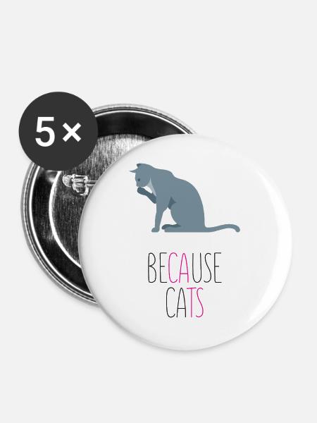 Weil Cats - Buttons groß 56 mm (5er Pack) - Weiß