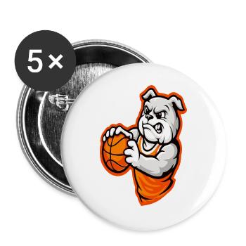 Power Basketball Bulldog Mascot - Buttons large 2.2''/56 mm (5-pack) - white - Front