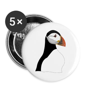 Puffin Head Print - Buttons large 2.2''/56 mm (5-pack) - white - Front