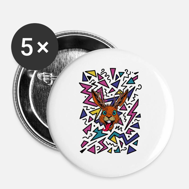 Raurackl 90s - Buttons groß 56 mm (5er Pack) - Weiß
