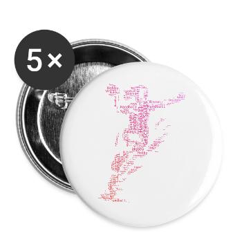 Kurz und klar Handball fuer Frauen - Buttons groß 56 mm (5er Pack) - Weiß - Vorne