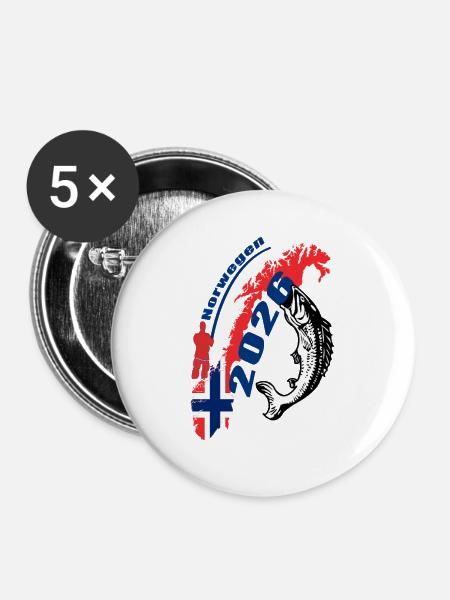 Norwegen_2026 - Buttons groß 56 mm (5er Pack) - Weiß