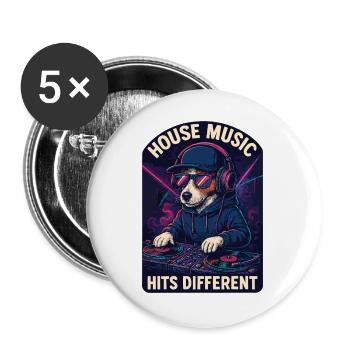 Jack Russell Terrier DJ Turntables House Gift - Buttons large 2.2''/56 mm (5-pack) - white - Front
