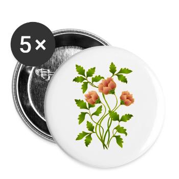 Blumen - Buttons groß 56 mm (5er Pack) - Weiß - Vorne