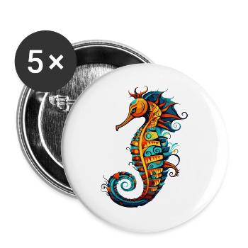 Seahorse Comic Seahorse - Buttons large 2.2''/56 mm (5-pack) - white - Front