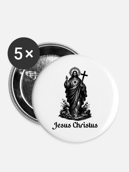 Jesus Christus - Buttons groß 56 mm (5er Pack) - Weiß