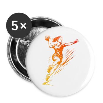 Kurz und klar Handball fuer Frauen - Buttons groß 56 mm (5er Pack) - Weiß - Vorne