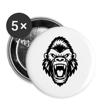 Gorilla Head Icon - Buttons large 2.2''/56 mm (5-pack) - white - Front
