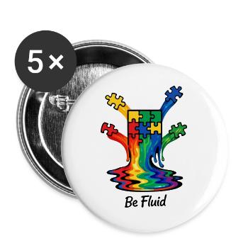 Illustration de l’énigme de l’autisme : Fondre l’arc-en-ciel - Lot de 5 grands badges (56 mm) - blanc - Devant