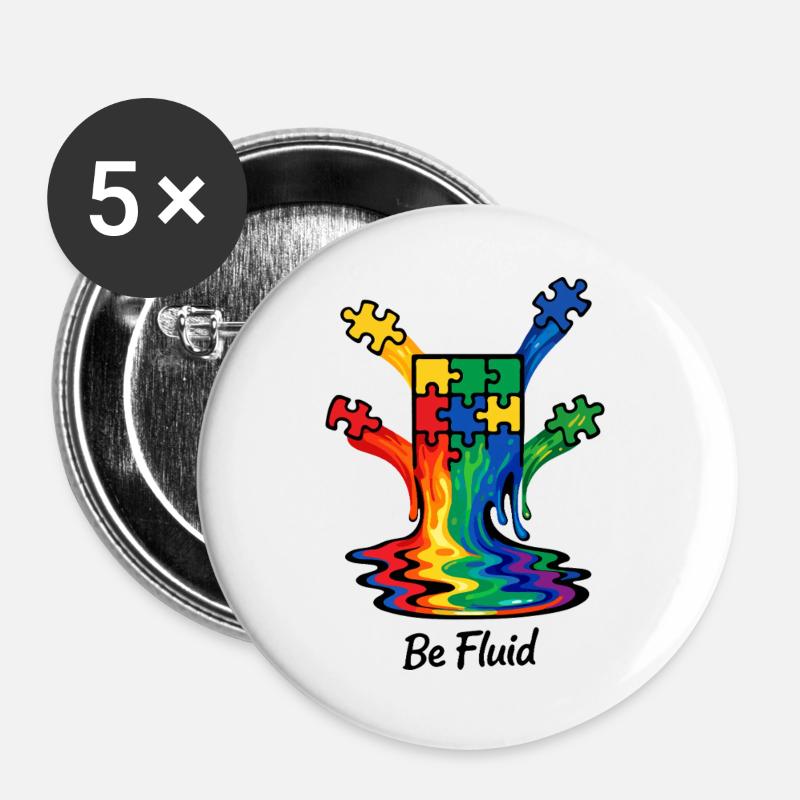 Autism Puzzle Rainbow Melting Illustration - Buttons large 2.2''/56 mm (5-pack) - white
