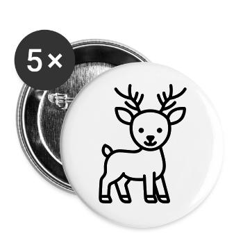 cerf - Lot de 5 grands badges (56 mm) - blanc - Devant