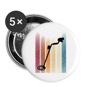 Retro_Schatzsucher - Lot de 5 grands badges (56 mm) - blanc - Devant