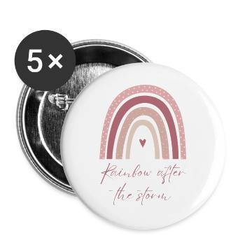 Rainbow after the Storm – Hoffnung & Liebe - Buttons groß 56 mm (5er Pack) - Weiß - Vorne