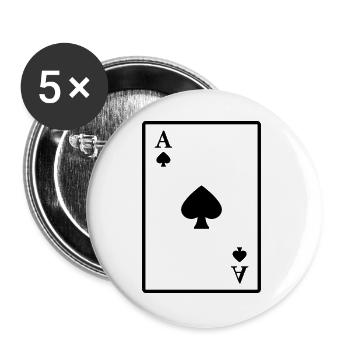 Pik-Ass - Buttons groß 56 mm (5er Pack) - Weiß - Vorne