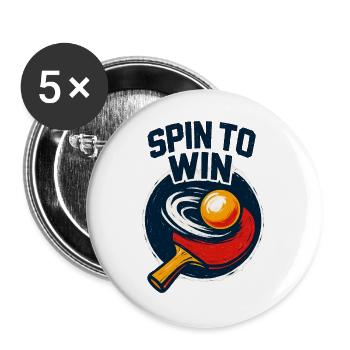 Dreh dich zum Sieg – Tischtennis - Buttons groß 56 mm (5er Pack) - Weiß - Vorne