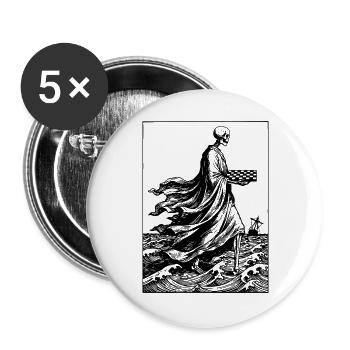 Skelett spielt Schach - Buttons groß 56 mm (5er Pack) - Weiß - Vorne