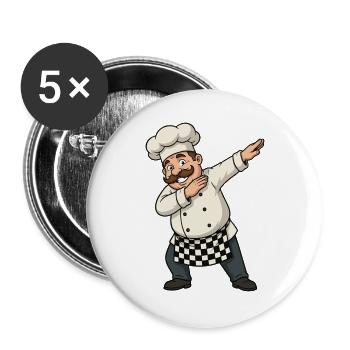 Dabbing Cook – Funny Cartoon Motif - Buttons large 2.2''/56 mm (5-pack) - white - Front