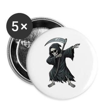Dabbing Grim Reaper – Funny Skull Cartoon - Buttons large 2.2''/56 mm (5-pack) - white - Front