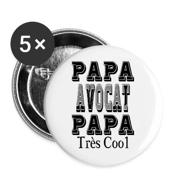 Papa Avocat Papa Très Cool - Lot de 5 grands badges (56 mm) - blanc - Devant