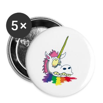 Tête coupée d'une licorne - Lot de 5 grands badges (56 mm) - blanc - Devant