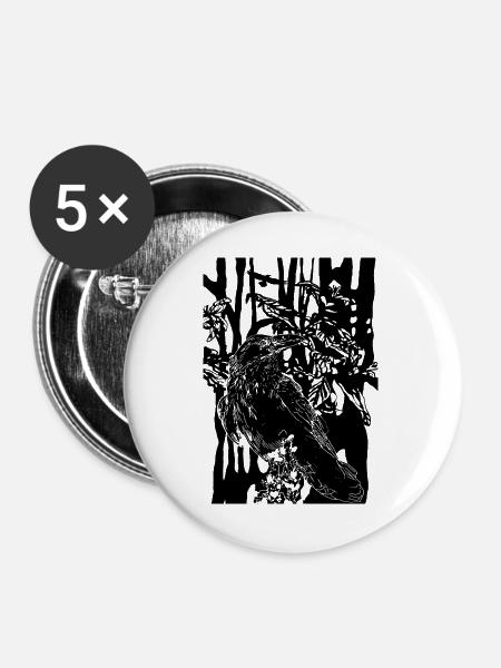 Rabe - Buttons groß 56 mm (5er Pack) - Weiß