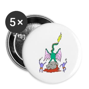Dragon Fighter - Lot de 5 grands badges (56 mm) - blanc - Devant