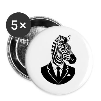 Zebra in a Suit – Elegant Animal Business Design - Buttons large 2.2''/56 mm (5-pack) - white - Front