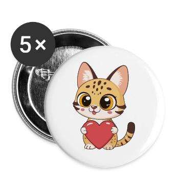 Bezauberndes Rotherz-Kätzchen - Buttons groß 56 mm (5er Pack) - Weiß - Vorne