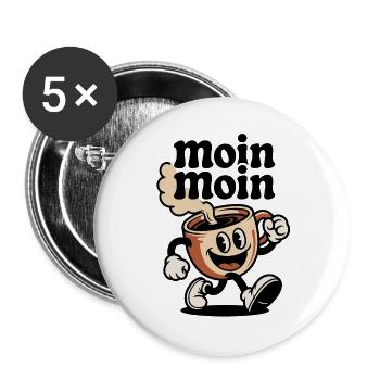 Kaffeebecher Fröhlicher Cartoon - Buttons groß 56 mm (5er Pack) - Weiß - Vorne