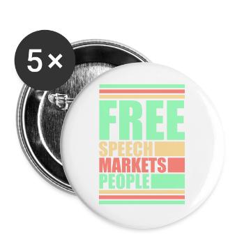 Free Speech Markets People Libertarian Freedom Logo - Buttons large 2.2''/56 mm (5-pack) - white - Front