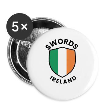 Ireland-coloured shield emblem SWORDS - Buttons large 2.2''/56 mm (5-pack) - white - Front