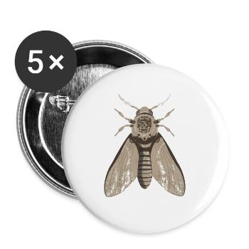 Skull Moth in Steampunk Style - Buttons large 2.2''/56 mm (5-pack) - white - Front