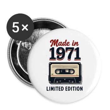 Produit en 1971 – Édition limitée - Lot de 5 grands badges (56 mm) - blanc - Devant