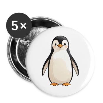 Niedlicher Pinguin Cartoon Stil - Buttons groß 56 mm (5er Pack) - Weiß - Vorne