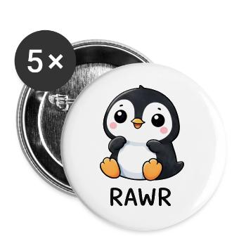 Cute Penguin Cartoon with Water Lily Laughing Joy - Buttons large 2.2''/56 mm (5-pack) - white - Front